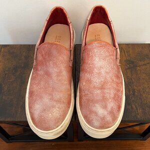 EUC like new Bed Stu Hermione Distressed Pink/Red Slip On Sneakers, leather.